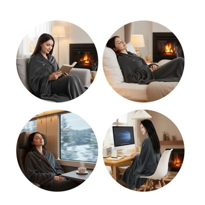 Электроодеяло с подогревом  USB (накидка)150*80  Grey