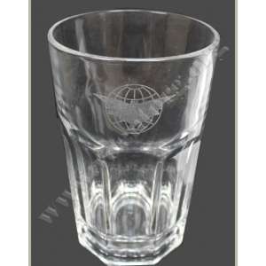 A glass with the logo of the Military Intelligence
