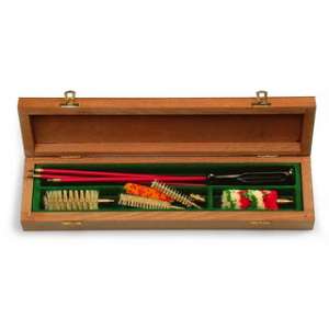 Combined cleaning kit in fine wooden case