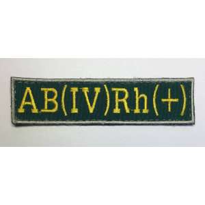 Stripes embroidered on the breast 2*12cm 'Blood AB(IV) Rh +'