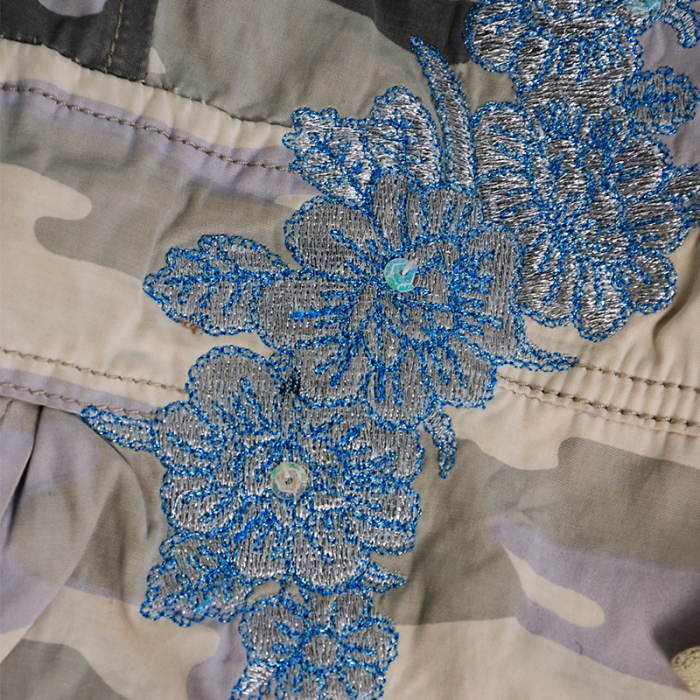 SALE Брюки женские камуфлированные голубые с вышивкой