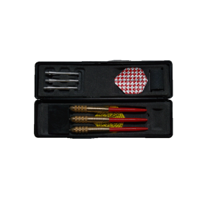 A set of brass darts in a plastic case, 24 g