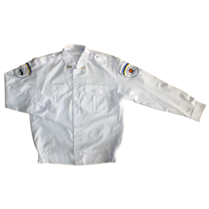 SALE Рубашка МВД белая с вышивкой (ворот+шеврон ГАИ) под резинку