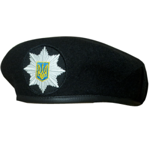 Берет Капля черный с кокардой  вышитой «Полиция»