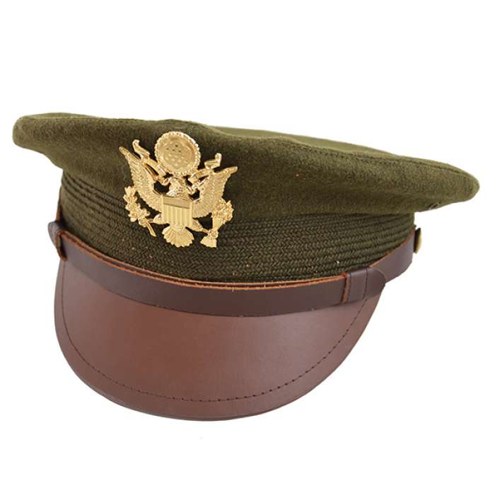 US repro officer visor hat with insignia OLIV