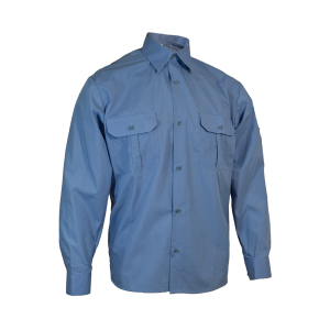 SALE Рубашка  серо-голубая в брюки форменная с длинным рукавом