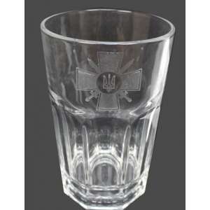 A glass with the logo of East Armed Forces of Ukraine