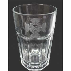 A glass with the logo of the MIA of Ukraine