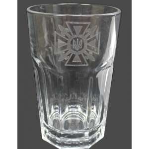 A glass with the logo of Ministry of Emergency Situations