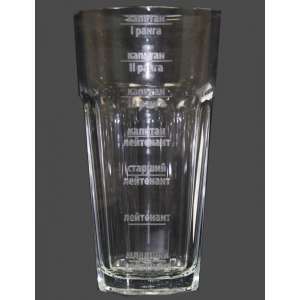 A glass with the words rank of naval officers