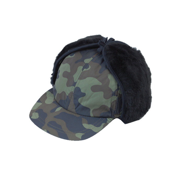 Winter hat with fur on fleece lining, ARMY